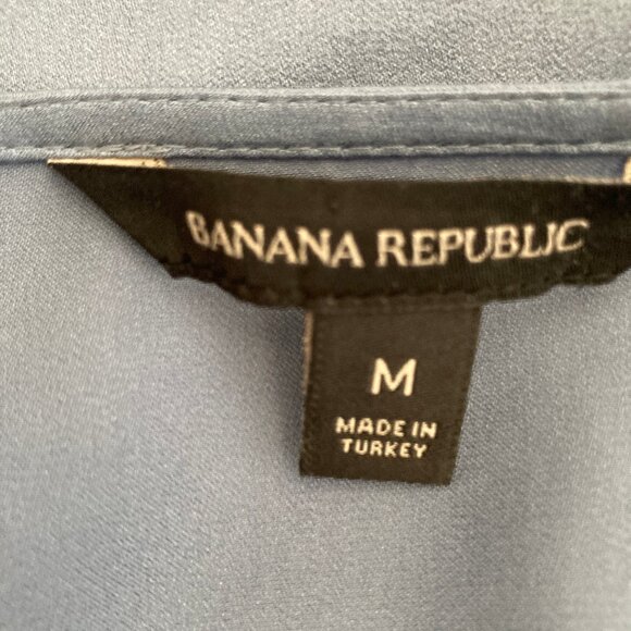 Banana Republic Elegant Slate Blue 3/4 Sleeve Women's Blouse Size Medium - Picture 7 of 8